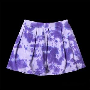 Tie Dye Hand Dyed Scrunch Mini Skirt / Skort Purples Size S